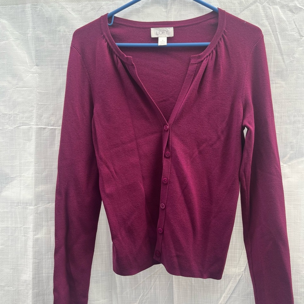 LOFT Burgundy Cardigan